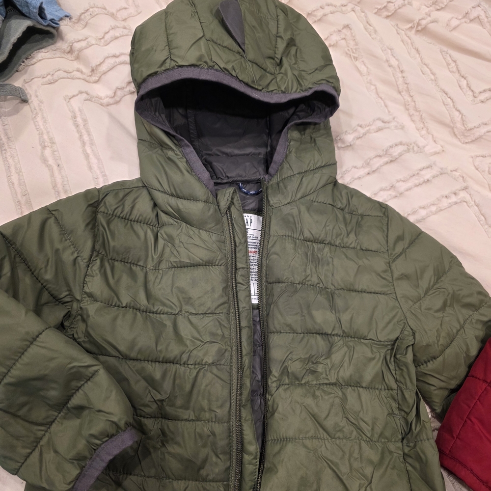 Kids Olive Green Puffer Jacket